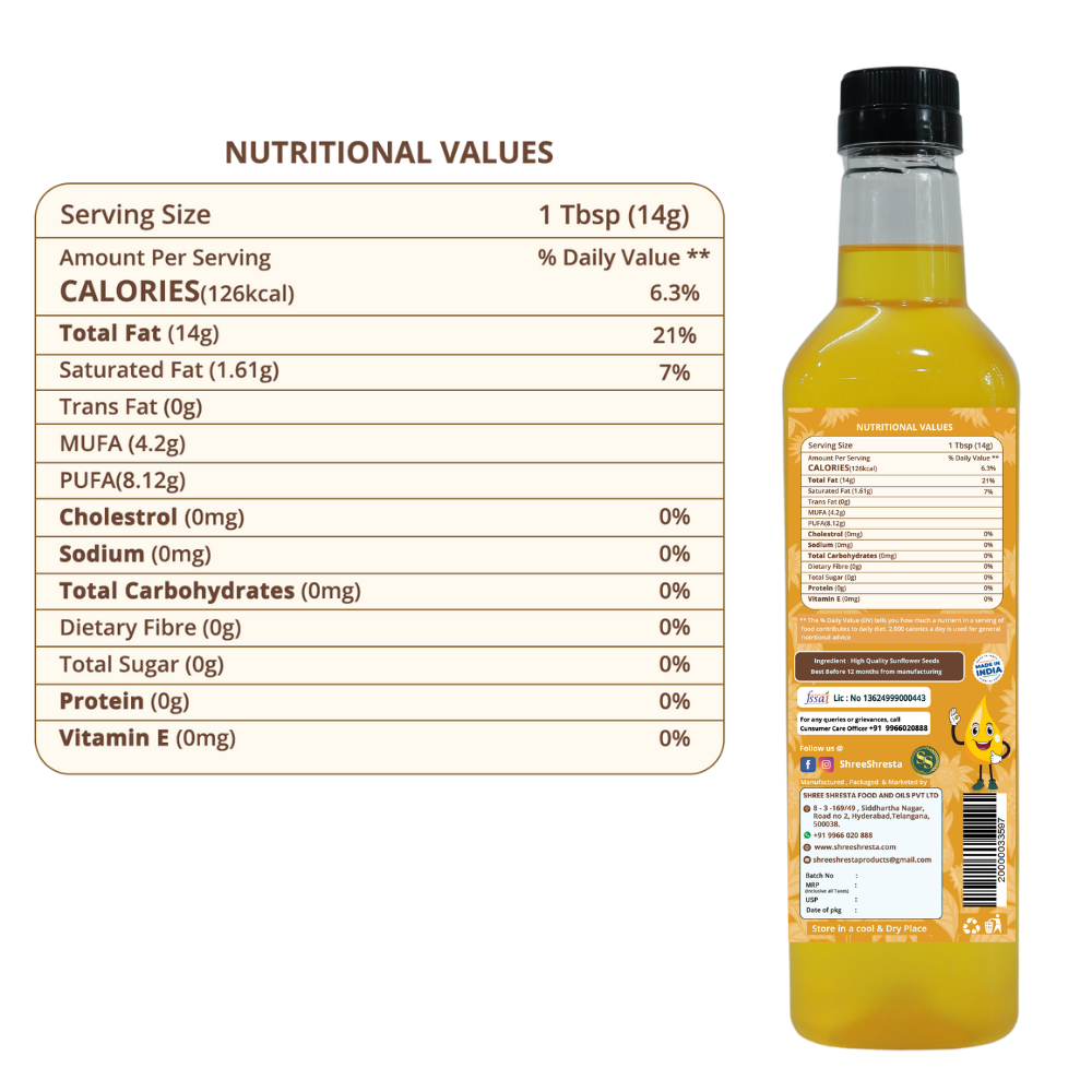 Wood-Pressed Sunflower Oil (Shellless, Chem-free)