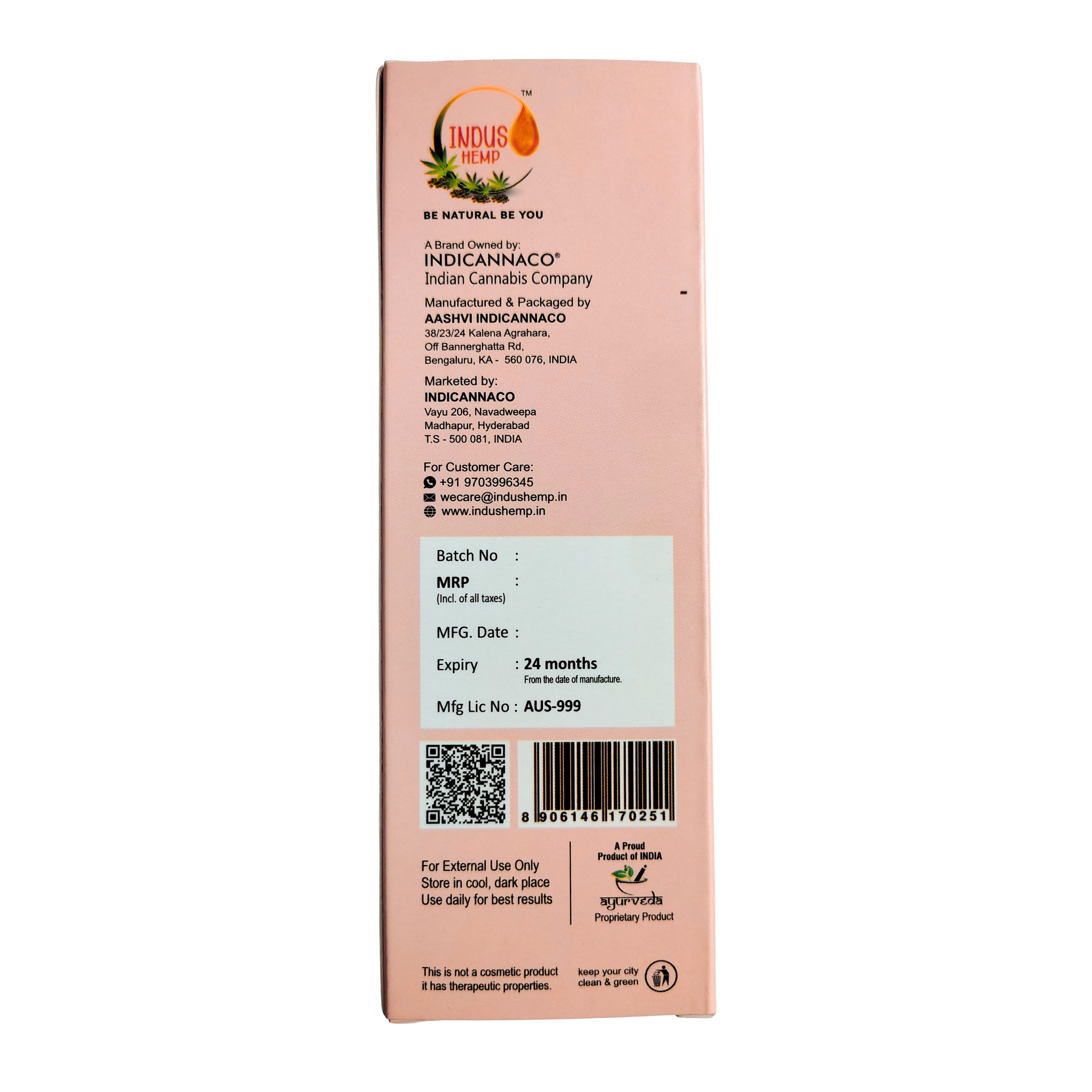 INDUS HEMP Miracle Hair oil, Cedarwood & Orange
