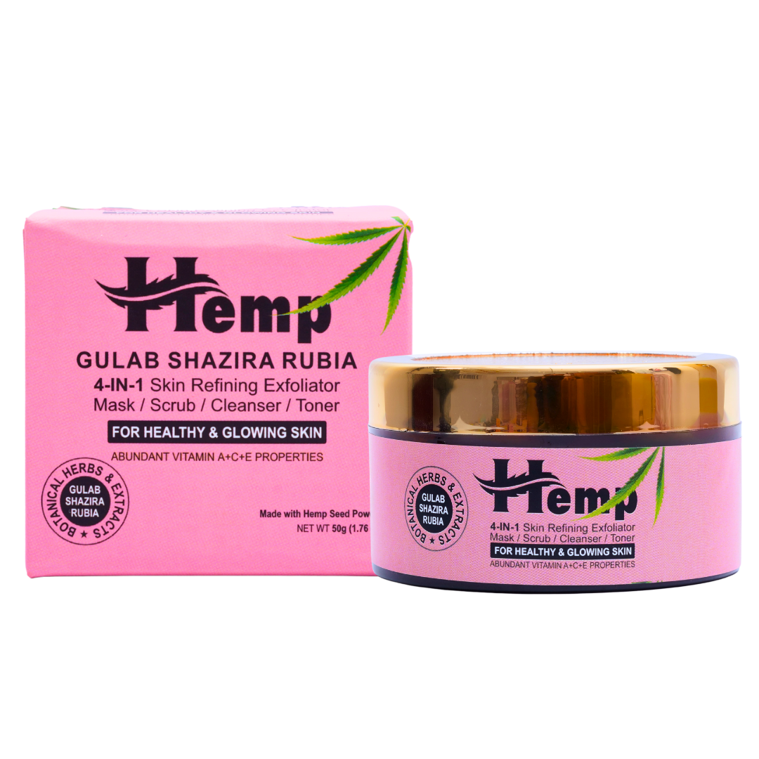 INDUS HEMP Gulab Shazira Rubia, 4-in-1 Skin Refining Exfoliator
