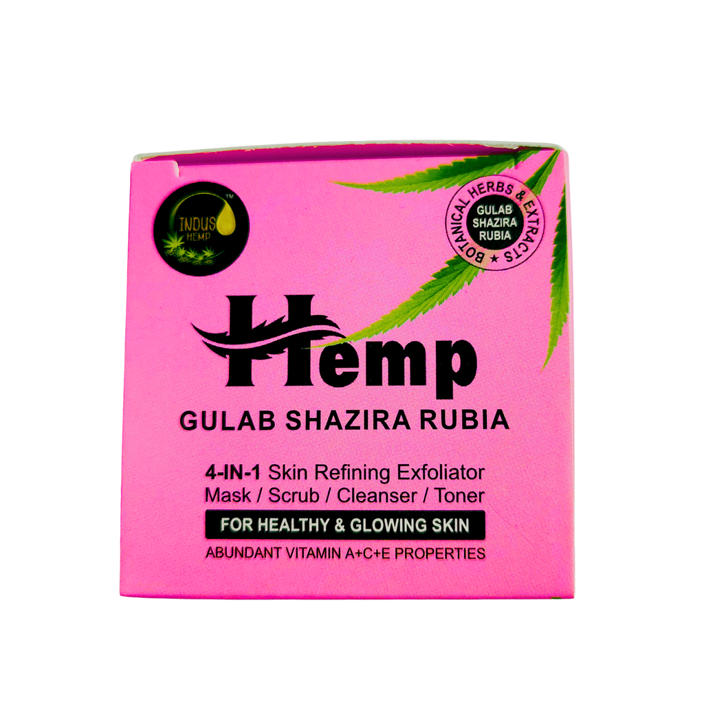 INDUS HEMP Gulab Shazira Rubia, 4-in-1 Skin Refining Exfoliator
