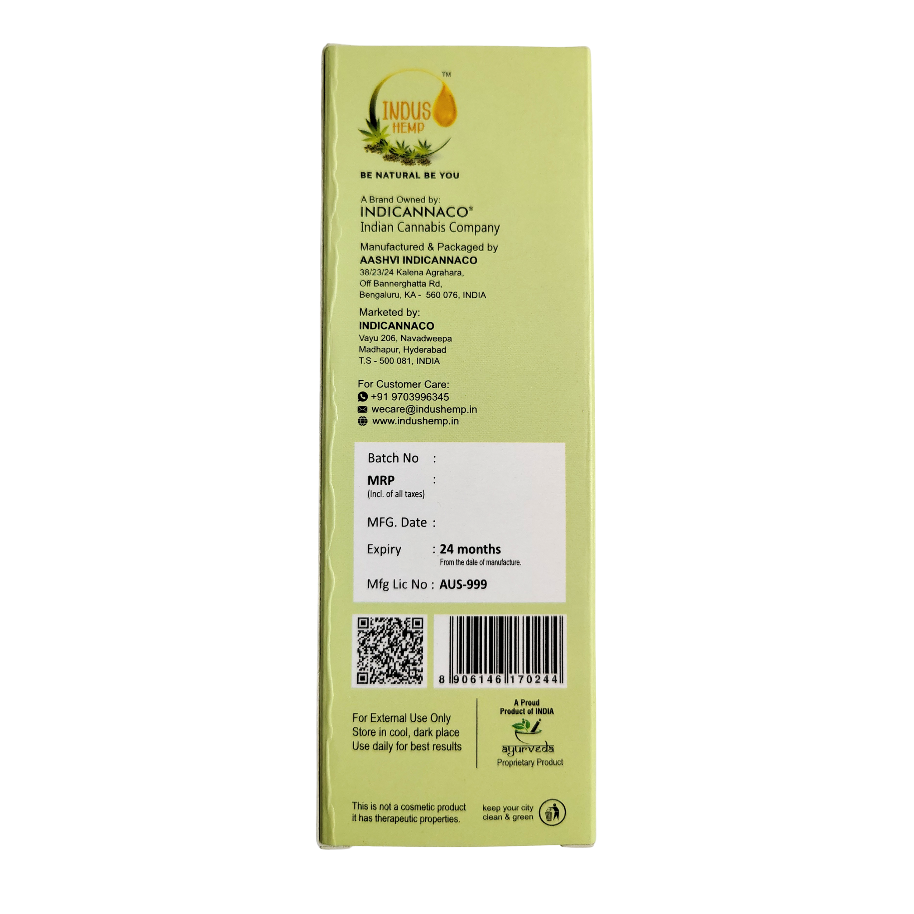 INDUS HEMP Miracle Hair Oil, LemonGrass