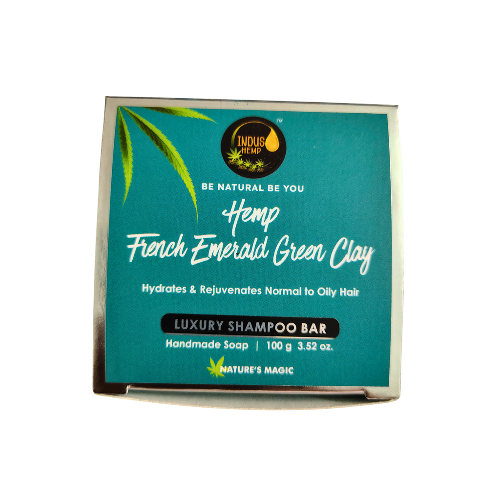 INDUS HEMP FRENCH EMERALD GREEN CLAY Shampoo Bar