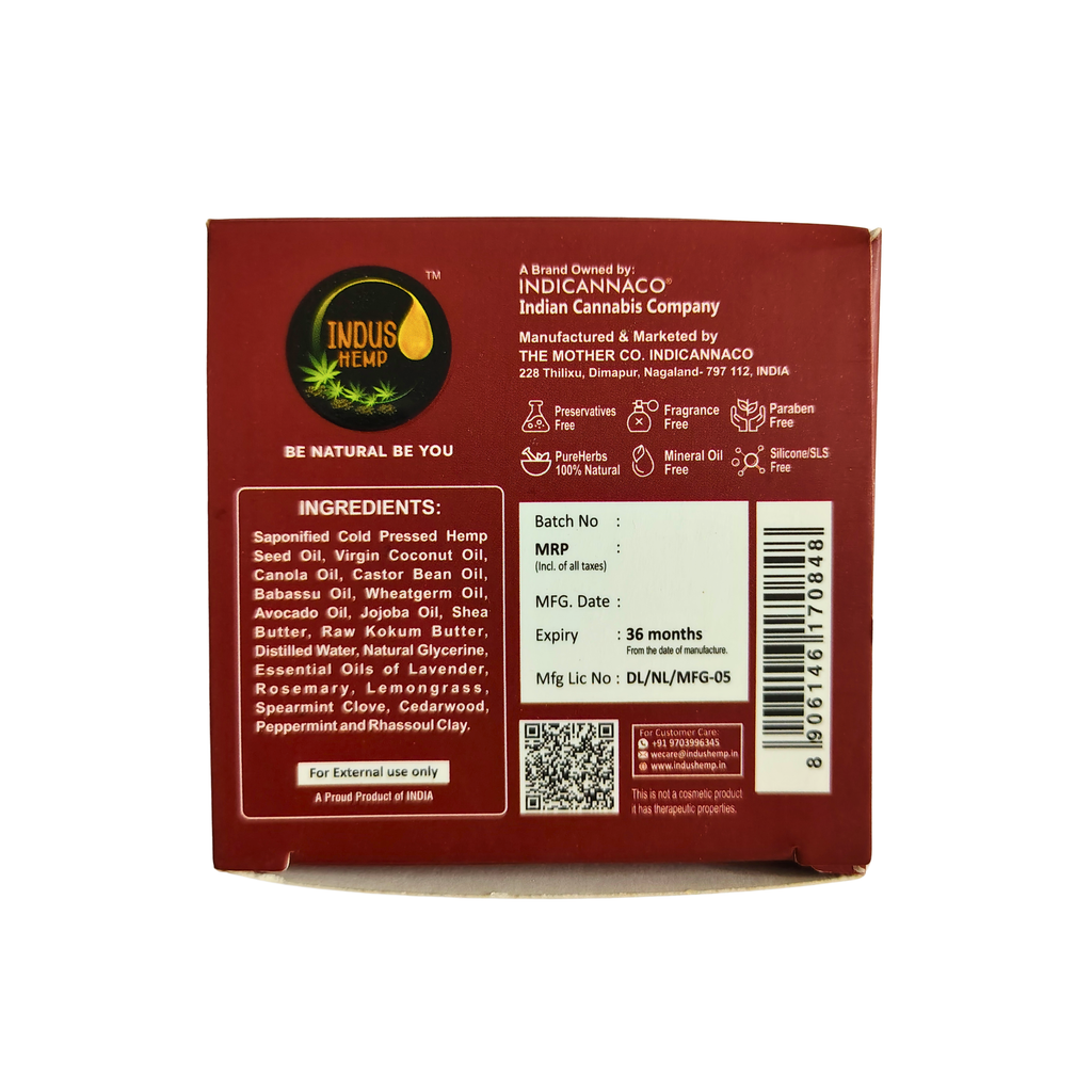 INDUS HEMP MOROCCAN RED RHASSOUL CLAY Shampoo Bar