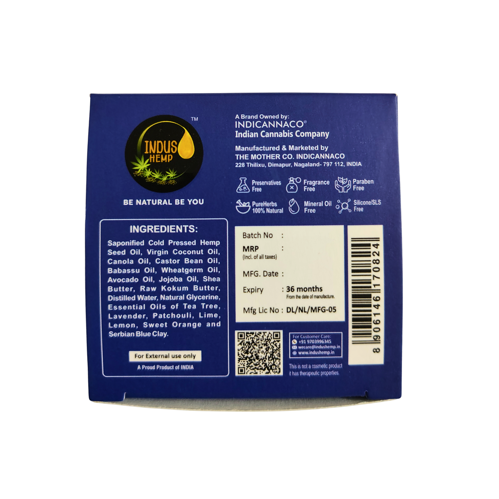 INDUS HEMP SERBIAN ROYAL BLUE CLAY Shampoo Bar