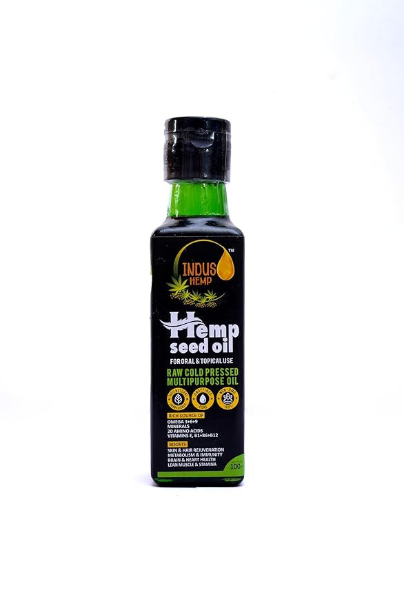 INDUS HEMP Raw Cold Pressed Pure Hemp Seed Oil