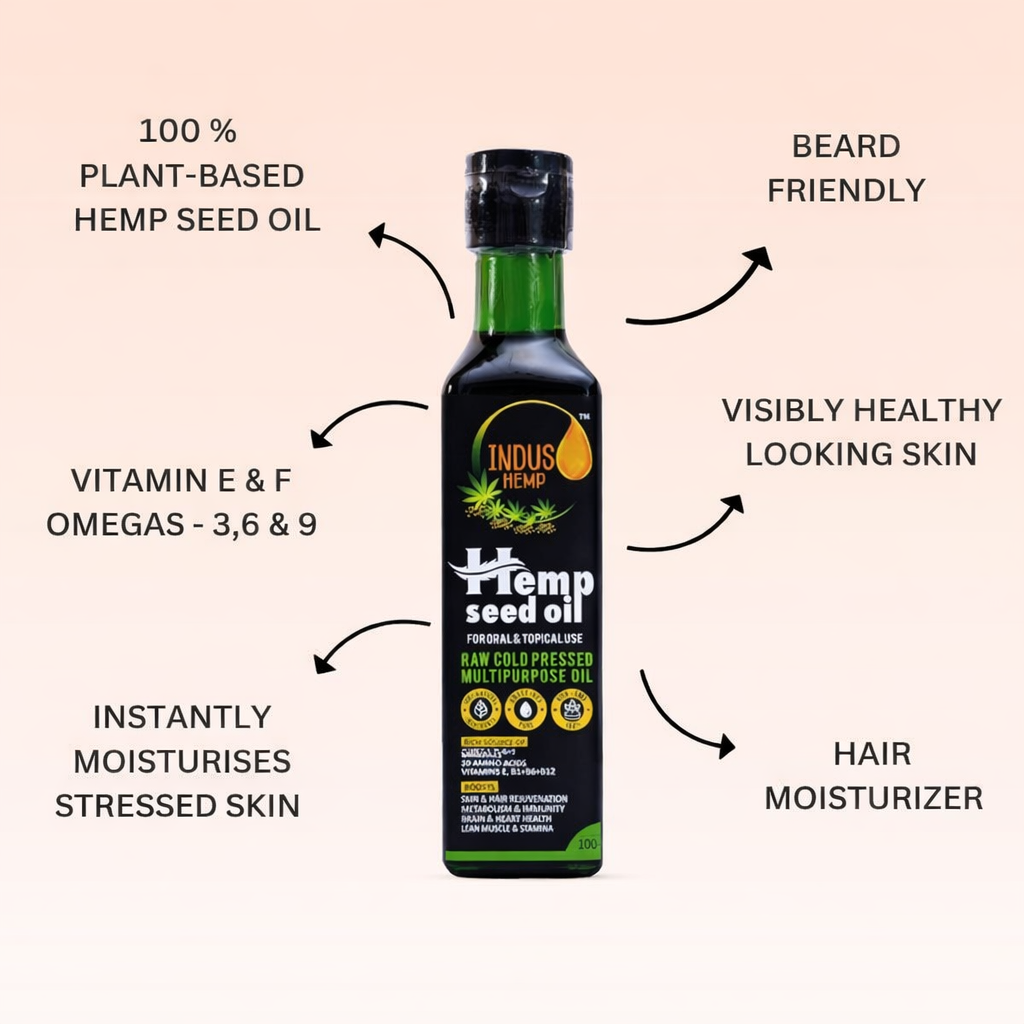 INDUS HEMP Raw Cold Pressed Pure Hemp Seed Oil
