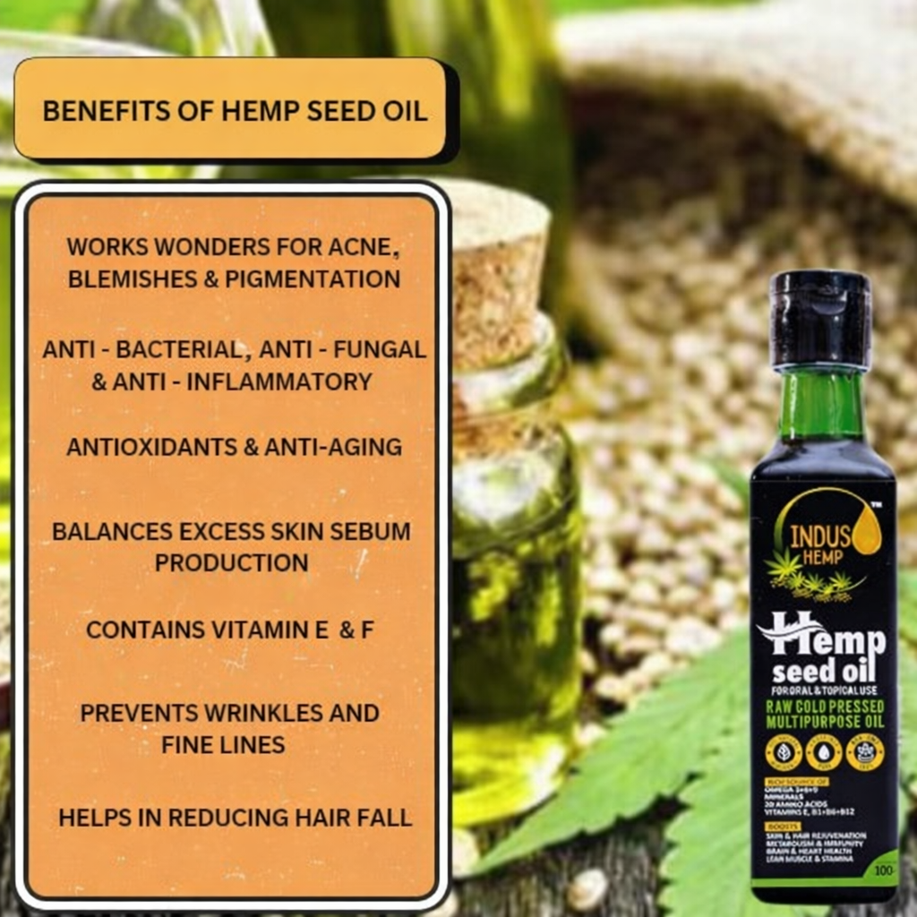 INDUS HEMP Raw Cold Pressed Pure Hemp Seed Oil