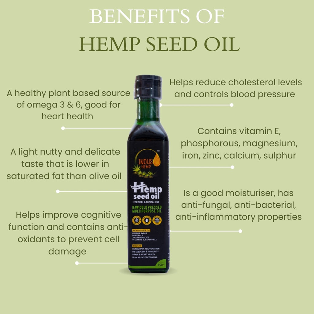 INDUS HEMP Raw Cold Pressed Pure Hemp Seed Oil