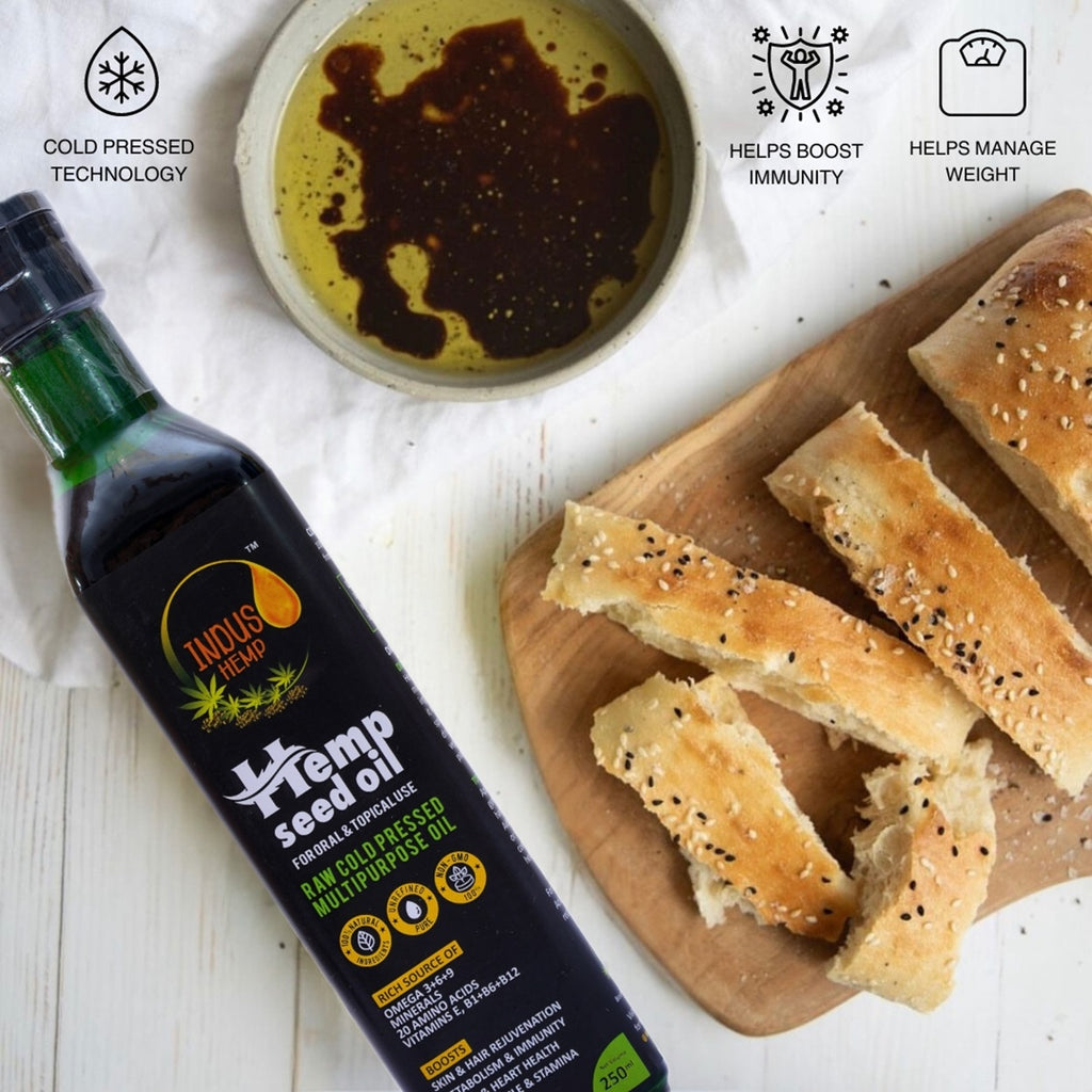 INDUS HEMP Raw Cold Pressed Pure Hemp Seed Oil