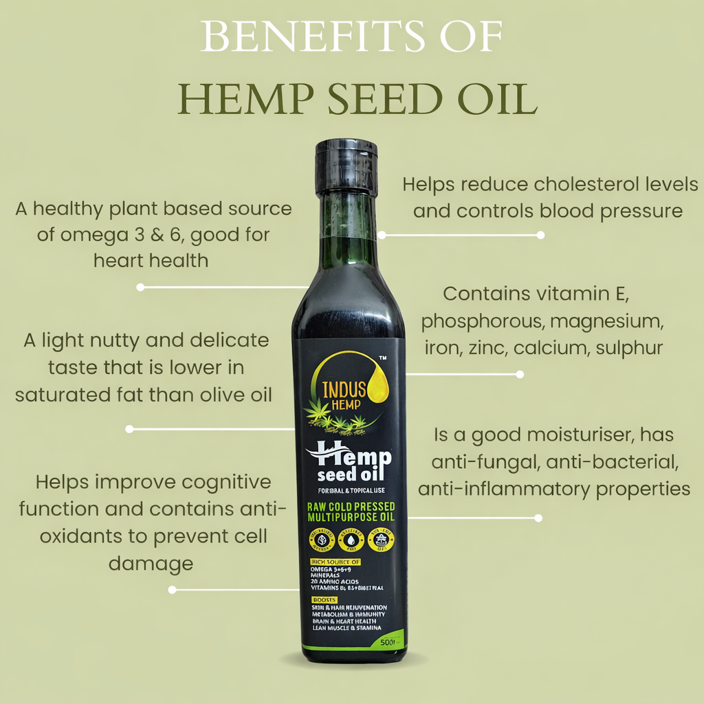 INDUS HEMP Raw Cold Pressed Pure Hemp Seed Oil